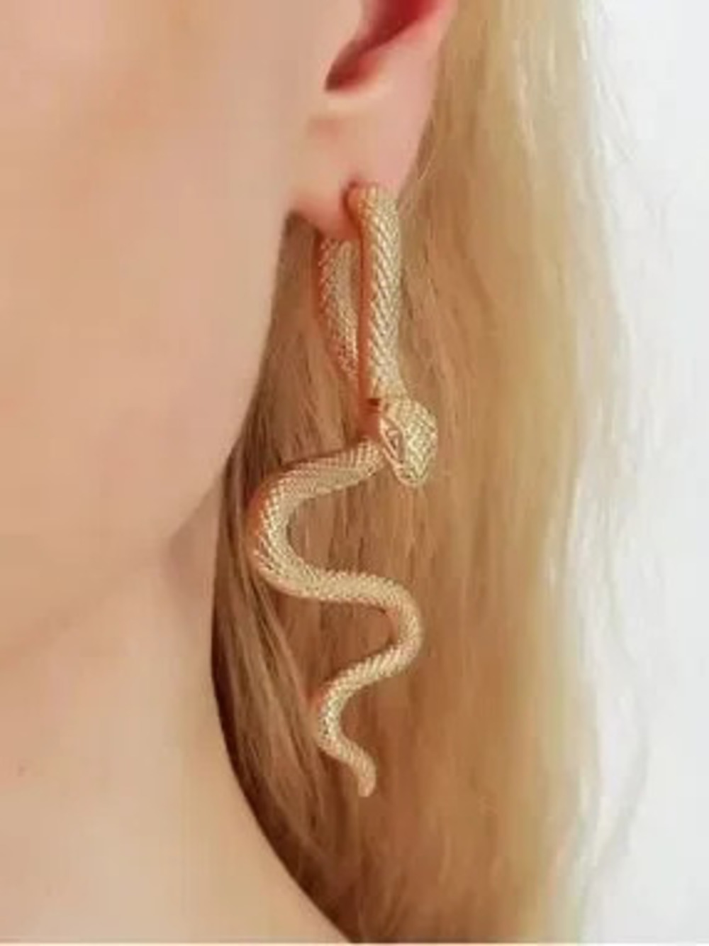 Gold Snake Drop Earrings